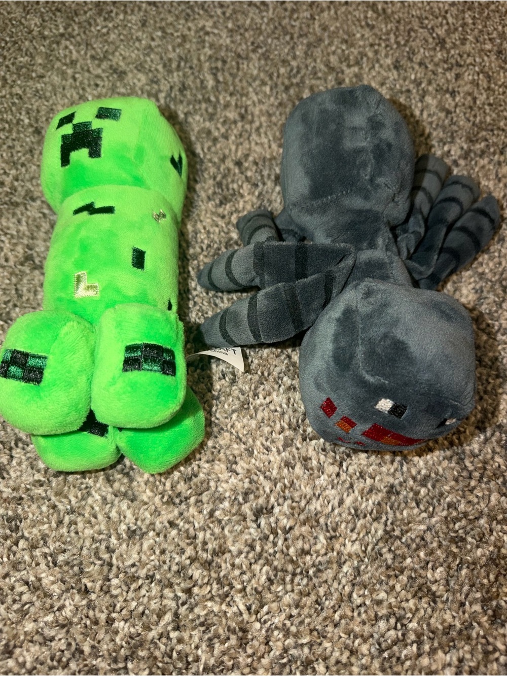 Minecraft Creeper & Spider Soft Plush Stuffed Toys Lot of 2 Green Gray